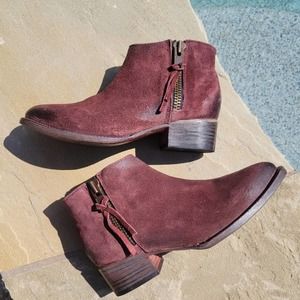 FREE BIRD maroon leather distressed boots 7